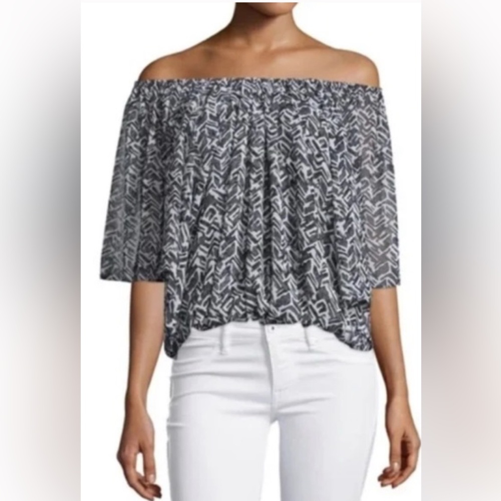 MISA Off the Shoulder Black and White Blouse Revolve Small